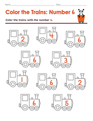 Color the Trains: Number 6
