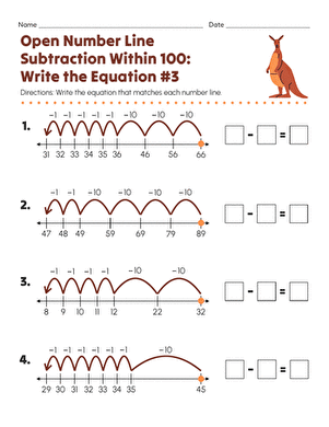 Open Number Line Subtraction Within 100: Write the Equation #3