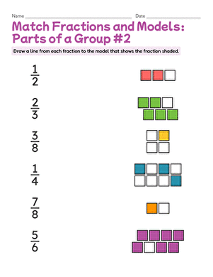 Match Fractions and Models: Parts of a Group #2