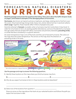 Forecasting Natural Disasters: Hurricanes