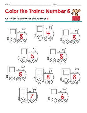 Color the Trains: Number 8
