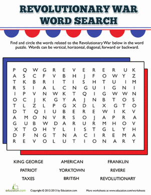 Revolutionary War Word Search
