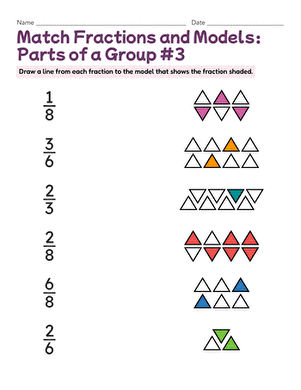 Match Fractions and Models: Parts of a Group #3