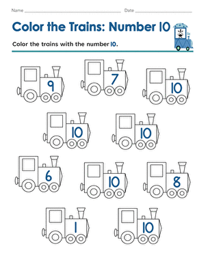 Color the Trains: Number 10