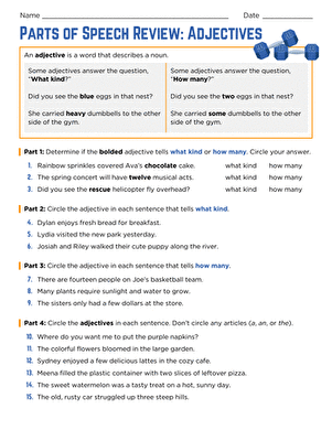 Parts of Speech Review: Adjectives