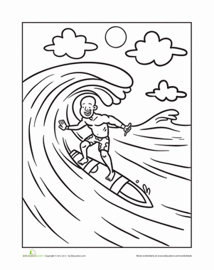 Surfing the Perfect Wave Coloring Page