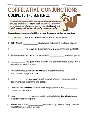 Correlative Conjunctions: Complete the Sentence