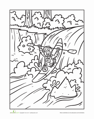 Kayaking Coloring Page