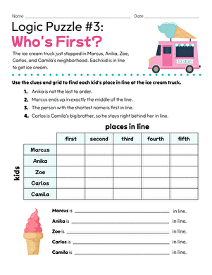 Logic Puzzle #3: Who's First?