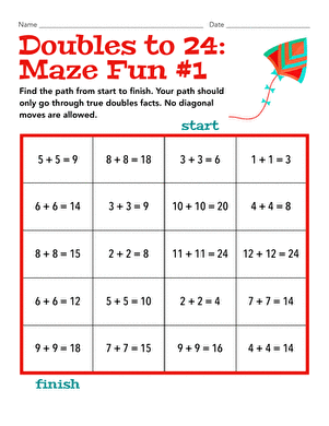 Doubles to 24: Maze Fun #1