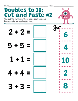 Doubles to 10: Cut and Paste #2