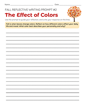 Fall Reflective Writing Prompt #2: The Effect of Colors