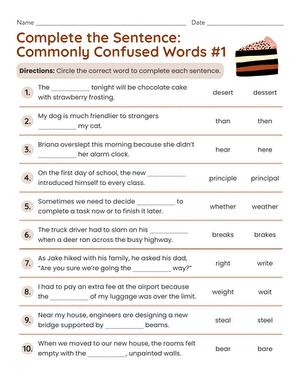 Complete the Sentence: Commonly Confused Words #1