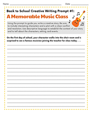 Back to School Creative Writing Prompt #1: A Memorable Music Class