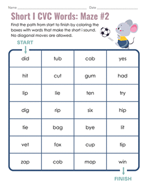 Short I CVC Words: Maze #2