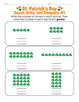 St. Patrick's Day Count, Write, and Compare #1