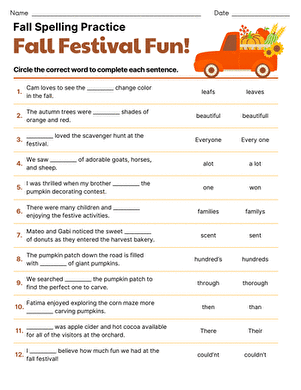 Fall Spelling Practice: Fall Festival Fun!
