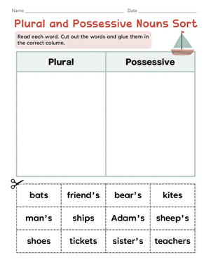 Plural and Possessive Nouns Sort