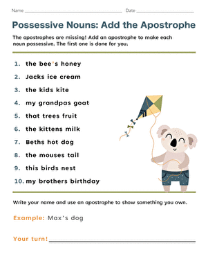 Possessive Nouns: Add the Apostrophe