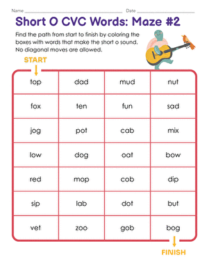Short O CVC Words: Maze #2
