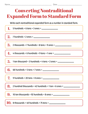 Converting Nontraditional Expanded Form to Standard Form