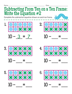 Subtracting From Ten on a Ten Frame: Write the Equation #2