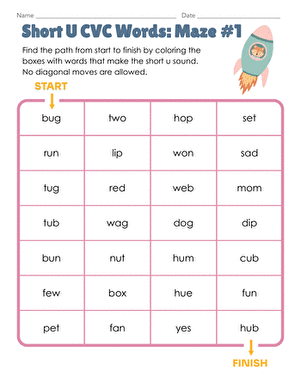 Short U CVC Words: Maze #1