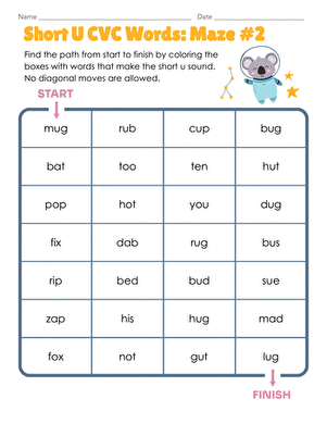 Short U CVC Words: Maze #2