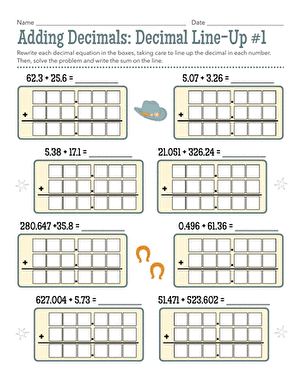 Adding Decimals: Decimal Line-Up #1 large image
