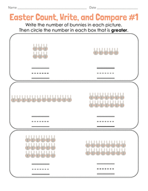 Easter Count, Write, and Compare #1