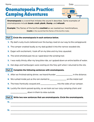 Onomatopoeia Practice: Camping Adventures