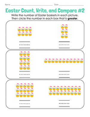 Easter Count, Write, and Compare #2
