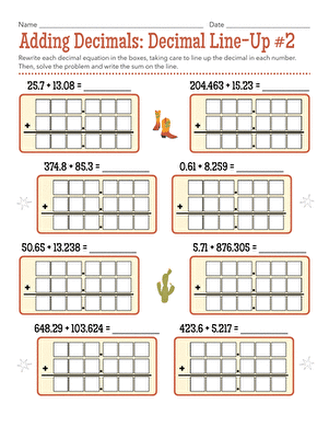 Adding Decimals: Decimal Line-Up #2 large image