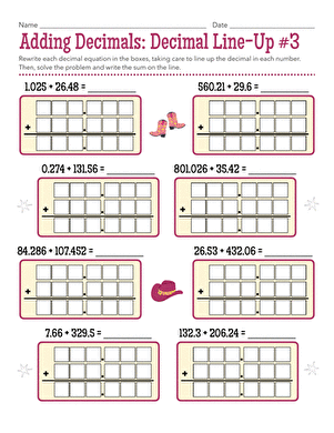 Adding Decimals: Decimal Line-Up #3