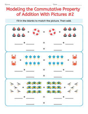 Modeling the Commutative Property of Addition With Pictures #2
