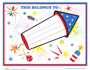4th of July Name Label