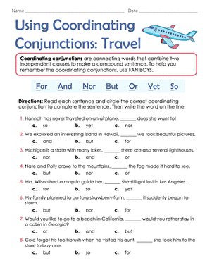 Using Coordinating Conjunctions: Travel
