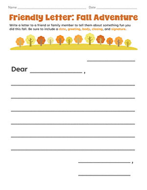 Friendly Letter: Fall Adventure