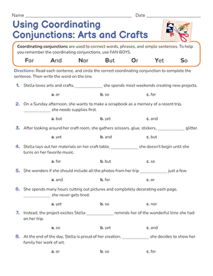 Using Coordinating Conjunctions: Arts and Crafts