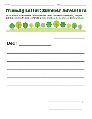 Friendly Letter: Summer Adventure