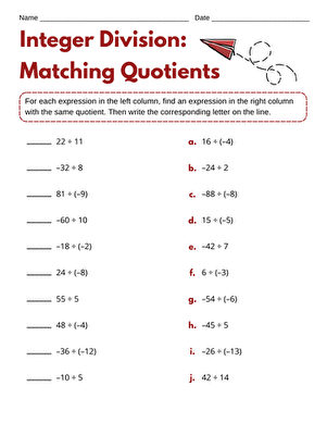 Integer Division: Matching Quotients