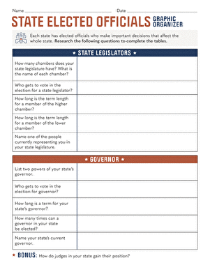 State Elected Officials Graphic Organizer