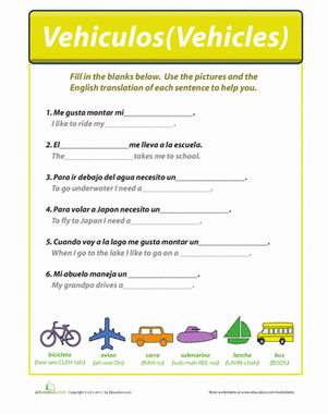Vehicles in Spanish