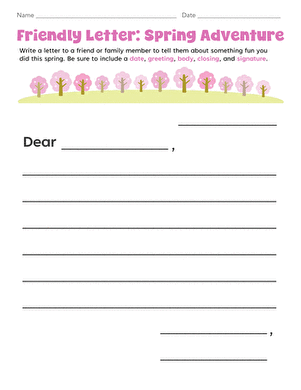 Friendly Letter: Spring Adventure