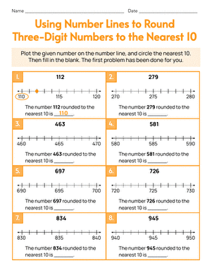 Using Number Lines to Round Three-Digit Numbers to the Nearest 10