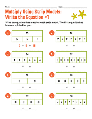 Multiply Using Strip Models: Write the Equation #1