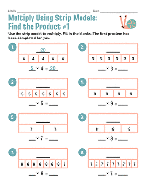 Multiply Using Strip Models: Find the Product #1