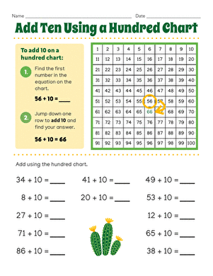 Add Ten Using a Hundred Chart