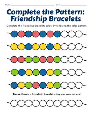 Complete the Color Pattern: Friendship Bracelets