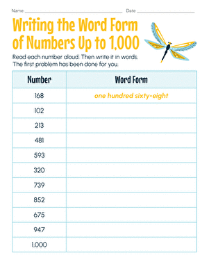 Writing the Word Form of Numbers Up to 1,000